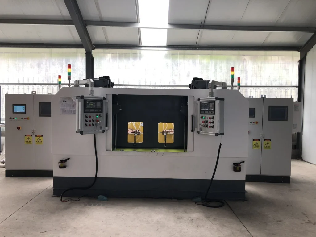Induction hardening machine in operation at Accurate Edge