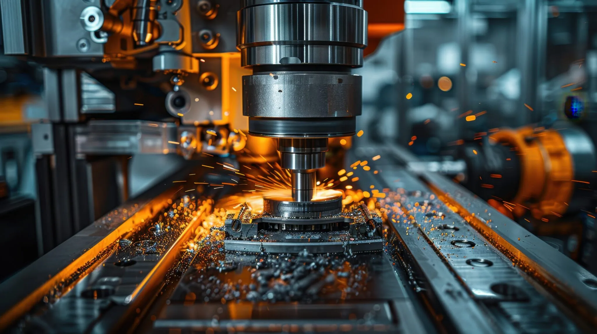 CNC milling machine cutting steel component Dubai UAE